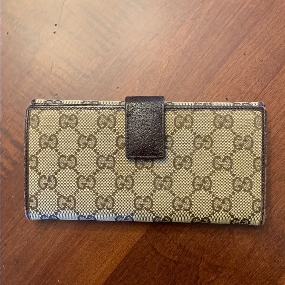 Gucci Beige and Brown GG Canvas Wallet
